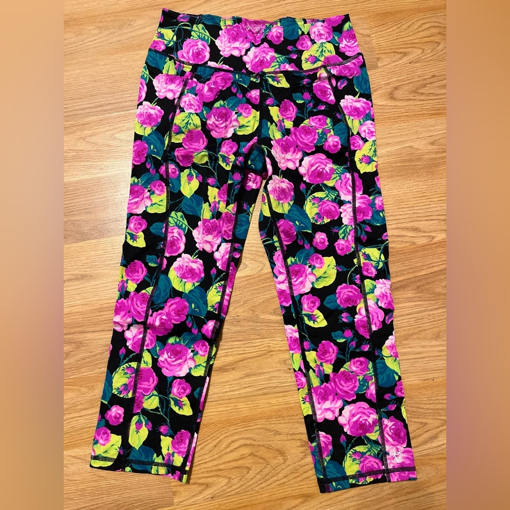 Betsy Johnson floral leggings size small
